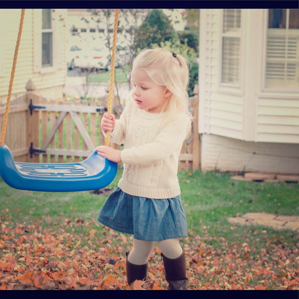 Cream cable knit / Jean dress